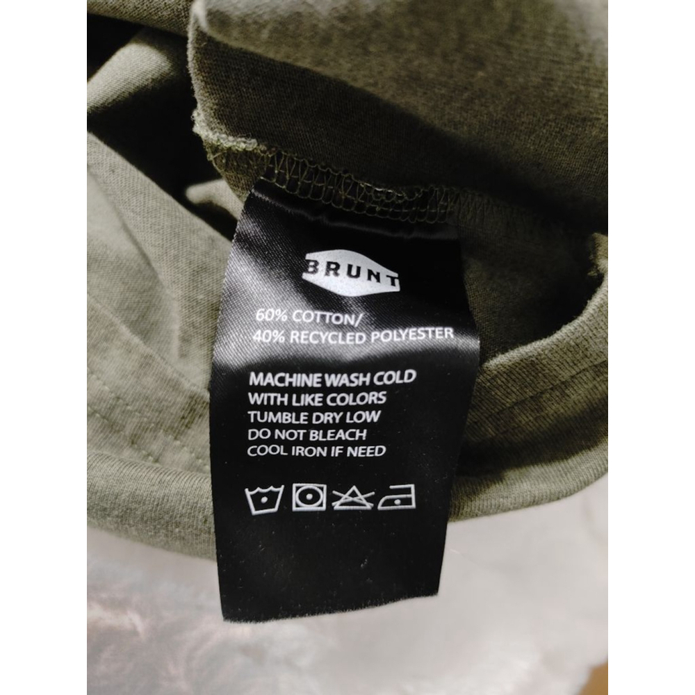 Men's BRUNT Dark Olive Green Short Sleeve Tee XXL with Orange Neck Trim & Logo - Picture 5 of 9